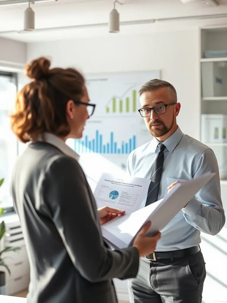 A consultant explaining financial data and trends on a tablet to a client, showcasing expertise in financial planning.